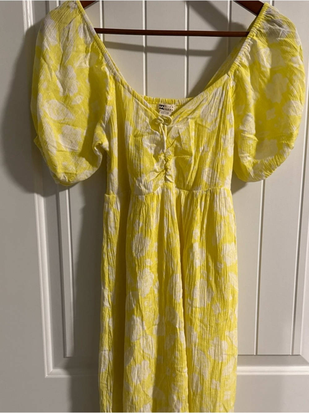 Billabong Yellow and White Tie-Front Top